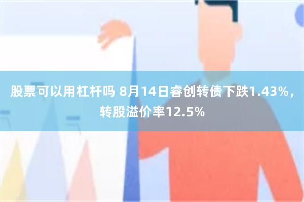 股票可以用杠杆吗 8月14日睿创转债下跌1.43%，转股溢价率12.5%